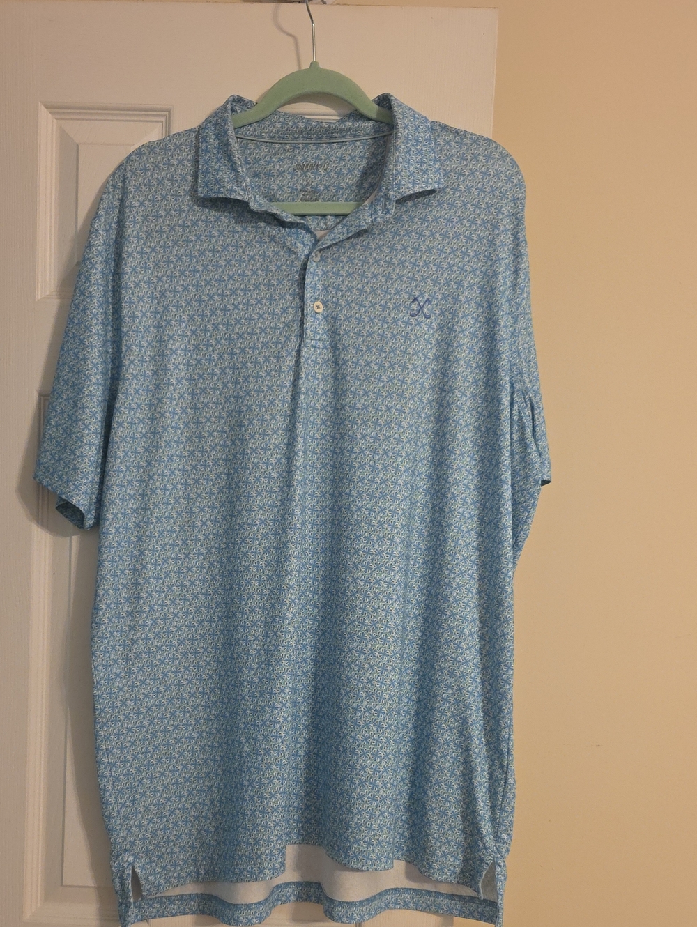 Light Blue Patterned Men's Polo Shirt